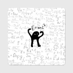 Магнит виниловый Квадрат с принтом ЪУЪ СЪУКА E=mc2 в Тюмени, полимерный материал с магнитным слоем | размер 9*9 см, закругленные углы | Тематика изображения на принте: cat | emc 2 | emc2 | mem | memes | truxkot19 | знаменитые формулы | интернет приколы | кот | мем | мем кот | физика | формулы | ъуъ | ъуъ съука | эйнштейн