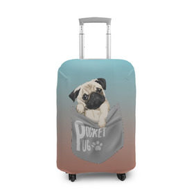 Чехол для чемодана 3D с принтом Карманный мопс в Тюмени, 86% полиэфир, 14% спандекс | двустороннее нанесение принта, прорези для ручек и колес | pug | карман | карманный мопс | малыш | милый | мопс | пес | песик | собака | собачка