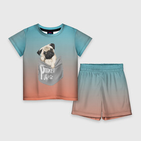 Детский костюм с шортами 3D с принтом Карманный мопс в Тюмени,  |  | pug | карман | карманный мопс | малыш | милый | мопс | пес | песик | собака | собачка