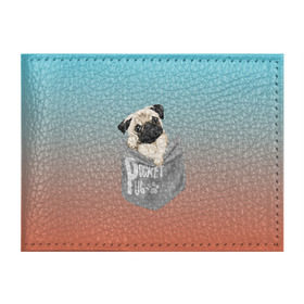 Обложка для студенческого билета с принтом Карманный мопс в Тюмени, натуральная кожа | Размер: 11*8 см; Печать на всей внешней стороне | Тематика изображения на принте: pug | карман | карманный мопс | малыш | милый | мопс | пес | песик | собака | собачка