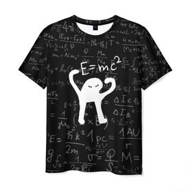 Мужская футболка 3D с принтом ЪУЪ СЪУКА E=mc2 в Тюмени, 100% полиэфир | прямой крой, круглый вырез горловины, длина до линии бедер | cat | emc 2 | emc2 | mem | memes | truxkot19 | знаменитые формулы | интернет приколы | кот | мем | мем кот | физика | формулы | ъуъ | ъуъ съука | эйнштейн