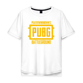 Мужская футболка хлопок Oversize с принтом PUBG в Тюмени, 100% хлопок | свободный крой, круглый ворот, “спинка” длиннее передней части | battle royal | playerunknowns battlegrounds | pubg | пабг | пубг