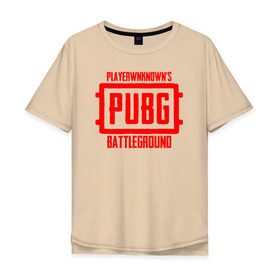 Мужская футболка хлопок Oversize с принтом PUBG в Тюмени, 100% хлопок | свободный крой, круглый ворот, “спинка” длиннее передней части | 