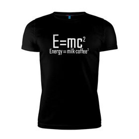 Мужская футболка премиум с принтом E=mc2 в Тюмени, 92% хлопок, 8% лайкра | приталенный силуэт, круглый вырез ворота, длина до линии бедра, короткий рукав | emc 2 | emc2 | знаменитые формулы | физика | формулы | эйнштейн