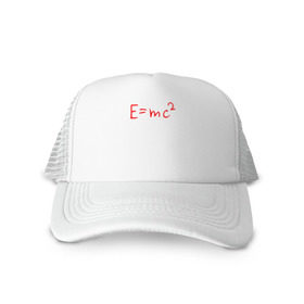 Кепка тракер с сеткой с принтом E=mc2 в Тюмени, трикотажное полотно; задняя часть — сетка | длинный козырек, универсальный размер, пластиковая застежка | emc 2 | emc2 | знаменитые формулы | физика | формулы | эйнштейн