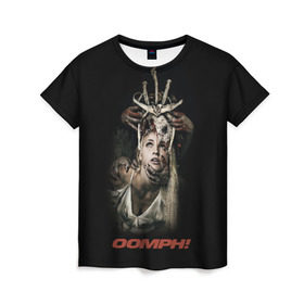 Женская футболка 3D с принтом OOMPH в Тюмени, 100% полиэфир ( синтетическое хлопкоподобное полотно) | прямой крой, круглый вырез горловины, длина до линии бедер | metal | oomph | rock | метал | рок