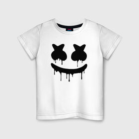 Детская футболка хлопок с принтом MARSHMELLO MELT в Тюмени, 100% хлопок | круглый вырез горловины, полуприлегающий силуэт, длина до линии бедер | america | dj | marshmello | melt | usa | америка | маршмелло