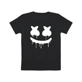 Детская футболка хлопок с принтом MARSHMELLO MELT в Тюмени, 100% хлопок | круглый вырез горловины, полуприлегающий силуэт, длина до линии бедер | america | dj | marshmello | melt | usa | америка | маршмелло