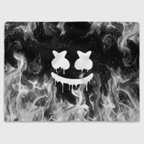 Плед 3D с принтом MARSHMELLO MELT в Тюмени, 100% полиэстер | закругленные углы, все края обработаны. Ткань не мнется и не растягивается | Тематика изображения на принте: america | dj | fire | flame | marshmello | usa | америка | маршмелло | огонь | пламя