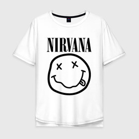 Мужская футболка хлопок Oversize с принтом NIRVANA в Тюмени, 100% хлопок | свободный крой, круглый ворот, “спинка” длиннее передней части | nirvana | smile | курт кобейн | нирвана | смайл