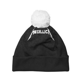 Шапка 3D c помпоном с принтом METALLICA (НА СПИНЕ) в Тюмени, 100% полиэстер | универсальный размер, печать по всей поверхности изделия | lindemann | lm | rammstein | rock | кристиан лоренц | линдеманн | лм | музыка | рамштайн | рок | тилль линдеманн