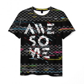 Мужская футболка 3D с принтом Awesome - Классный в Тюмени, 100% полиэфир | прямой крой, круглый вырез горловины, длина до линии бедер | awesome | абстракт | классный | клевый | крутой | линии | потрясающий | текст