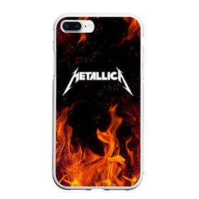 Чехол для iPhone 7Plus/8 Plus матовый с принтом METALLICA (НА СПИНЕ) в Тюмени, Силикон | Область печати: задняя сторона чехла, без боковых панелей | fire | flame | metallica | металлика | огонь | пламя