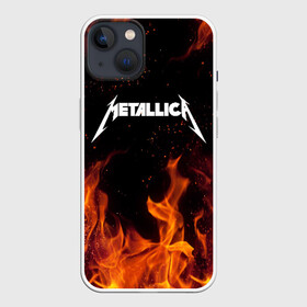 Чехол для iPhone 13 с принтом METALLICA (НА СПИНЕ) в Тюмени,  |  | fire | flame | metallica | металлика | огонь | пламя