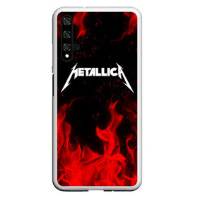 Чехол для Honor 20 с принтом METALLICA (НА СПИНЕ) в Тюмени, Силикон | Область печати: задняя сторона чехла, без боковых панелей | fire | flame | metallica | металлика | огонь | пламя