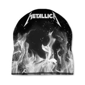 Шапка 3D с принтом METALLICA (НА СПИНЕ) в Тюмени, 100% полиэстер | универсальный размер, печать по всей поверхности изделия | fire | flame | metallica | металлика | огонь | пламя