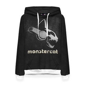 Женская толстовка 3D с принтом Monstercat в Тюмени, 100% полиэстер  | двухслойный капюшон со шнурком для регулировки, мягкие манжеты на рукавах и по низу толстовки, спереди карман-кенгуру с мягким внутренним слоем. | monstercat | клуб | клубная музыка | кот | котенок | кошка | лейбл | монстар | монстар кет | монстер | музыка | танцевальная музыка | электронная | электронная музыка