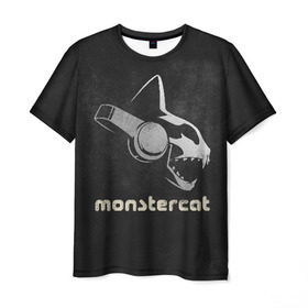 Мужская футболка 3D с принтом Monstercat в Тюмени, 100% полиэфир | прямой крой, круглый вырез горловины, длина до линии бедер | monstercat | клуб | клубная музыка | кот | котенок | кошка | лейбл | монстар | монстар кет | монстер | музыка | танцевальная музыка | электронная | электронная музыка