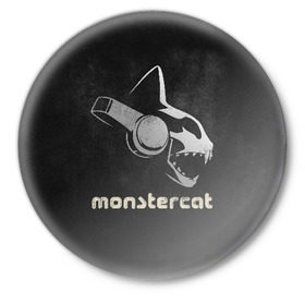 Значок с принтом Monstercat в Тюмени,  металл | круглая форма, металлическая застежка в виде булавки | monstercat | клуб | клубная музыка | кот | котенок | кошка | лейбл | монстар | монстар кет | монстер | музыка | танцевальная музыка | электронная | электронная музыка