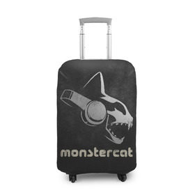 Чехол для чемодана 3D с принтом Monstercat в Тюмени, 86% полиэфир, 14% спандекс | двустороннее нанесение принта, прорези для ручек и колес | monstercat | клуб | клубная музыка | кот | котенок | кошка | лейбл | монстар | монстар кет | монстер | музыка | танцевальная музыка | электронная | электронная музыка