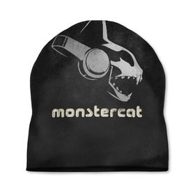 Шапка 3D с принтом Monstercat в Тюмени, 100% полиэстер | универсальный размер, печать по всей поверхности изделия | monstercat | клуб | клубная музыка | кот | котенок | кошка | лейбл | монстар | монстар кет | монстер | музыка | танцевальная музыка | электронная | электронная музыка