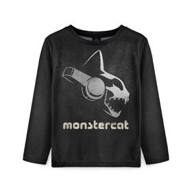 Детский лонгслив 3D с принтом Monstercat в Тюмени, 100% полиэстер | длинные рукава, круглый вырез горловины, полуприлегающий силуэт
 | monstercat | клуб | клубная музыка | кот | котенок | кошка | лейбл | монстар | монстар кет | монстер | музыка | танцевальная музыка | электронная | электронная музыка