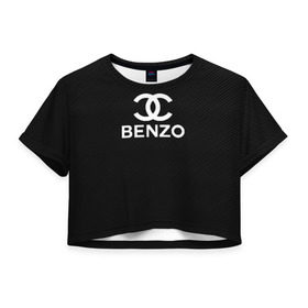 Женская футболка Cropp-top с принтом BENZO GANG ( CARBON ) в Тюмени, 100% полиэстер | круглая горловина, длина футболки до линии талии, рукава с отворотами | Тематика изображения на принте: bbt | benzo | benzo gang | big baby tape | carbon | ббт | бензо | карбон