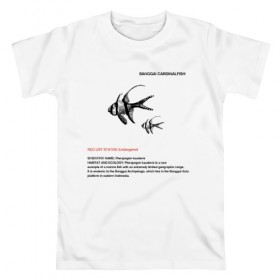 Мужская футболка хлопок с принтом Banggai Cardinalfish в Тюмени, 100% хлопок | прямой крой, круглый вырез горловины, длина до линии бедер, слегка спущенное плечо. | animals | red book | red list | животные | животные из красной книги | красная книга | редкие животные