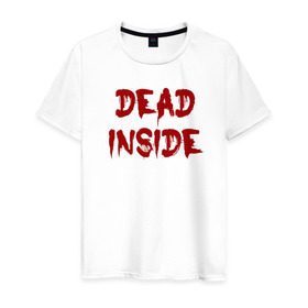 Мужская футболка хлопок с принтом Dead inside в Тюмени, 100% хлопок | прямой крой, круглый вырез горловины, длина до линии бедер, слегка спущенное плечо. | dead inside | dont open dead inside | дед внутри | дед инсайд