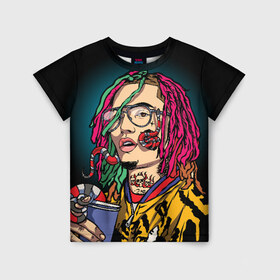 Детская футболка 3D с принтом Lil Pump в Тюмени, 100% гипоаллергенный полиэфир | прямой крой, круглый вырез горловины, длина до линии бедер, чуть спущенное плечо, ткань немного тянется | esskeetit | gazzy garcia | gucci gang | lil pump | lilpump | газзи гарсия | лил памп | рэп | рэпер | эшкере