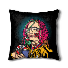 Подушка 3D с принтом Lil Pump в Тюмени, наволочка – 100% полиэстер, наполнитель – холлофайбер (легкий наполнитель, не вызывает аллергию). | состоит из подушки и наволочки. Наволочка на молнии, легко снимается для стирки | esskeetit | gazzy garcia | gucci gang | lil pump | lilpump | газзи гарсия | лил памп | рэп | рэпер | эшкере