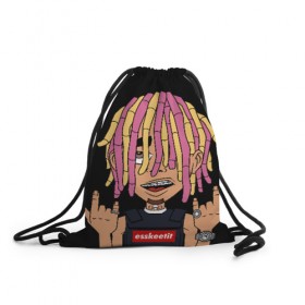 Рюкзак-мешок 3D с принтом Lil Pump в Тюмени, 100% полиэстер | плотность ткани — 200 г/м2, размер — 35 х 45 см; лямки — толстые шнурки, застежка на шнуровке, без карманов и подкладки | 