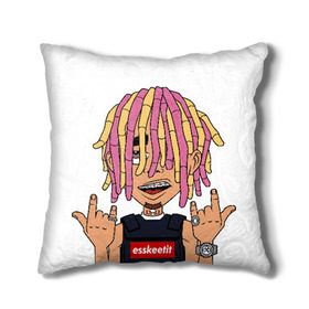 Подушка 3D с принтом Lil Pump в Тюмени, наволочка – 100% полиэстер, наполнитель – холлофайбер (легкий наполнитель, не вызывает аллергию). | состоит из подушки и наволочки. Наволочка на молнии, легко снимается для стирки | esskeetit | gazzy garcia | gucci gang | lil pump | lilpump | газзи гарсия | лил памп | рэп | рэпер | эшкере