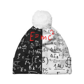 Шапка 3D c помпоном с принтом E=mc2 в Тюмени, 100% полиэстер | универсальный размер, печать по всей поверхности изделия | emc 2 | emc2 | знаменитые формулы | физика | формулы | эйнштейн