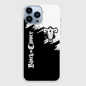 Чехол для iPhone 13 Pro Max с принтом Чёрный Бык разделенный фон в Тюмени,  |  | Тематика изображения на принте: asta | black bull | black clover | bull | clover | аста | бык | клевер | чёрный бык | чёрный клевер