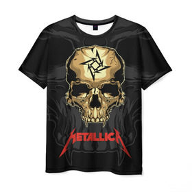 Мужская футболка 3D с принтом Metallica в Тюмени, 100% полиэфир | прямой крой, круглый вырез горловины, длина до линии бедер | american | james hetfield | kirk hammett | l | metal band | metallic | metallica | music | robot | rock | scales | sitting | skeleton | skull | throne | американская | джеймс хетфилд | кирк хэмметт | ларс ульрих | логотип | метал группа | металл