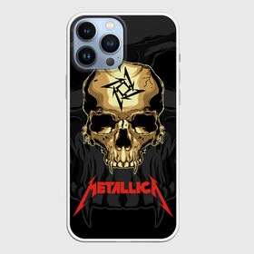 Чехол для iPhone 13 Pro Max с принтом Metallica в Тюмени,  |  | Тематика изображения на принте: american | james hetfield | kirk hammett | l | metal band | metallic | metallica | music | robot | rock | scales | sitting | skeleton | skull | throne | американская | джеймс хетфилд | кирк хэмметт | ларс ульрих | логотип | метал группа | металл