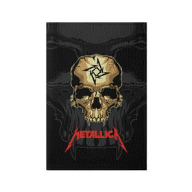 Обложка для паспорта матовая кожа с принтом Metallica в Тюмени, натуральная матовая кожа | размер 19,3 х 13,7 см; прозрачные пластиковые крепления | american | james hetfield | kirk hammett | l | metal band | metallic | metallica | music | robot | rock | scales | sitting | skeleton | skull | throne | американская | джеймс хетфилд | кирк хэмметт | ларс ульрих | логотип | метал группа | металл