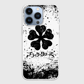 Чехол для iPhone 13 Pro с принтом Черный Клевер испачканный фон в Тюмени,  |  | Тематика изображения на принте: asta | black bull | black clover | bull | clover | аста | бык | клевер | чёрный бык | чёрный клевер