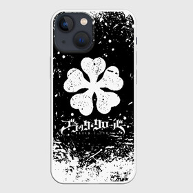 Чехол для iPhone 13 mini с принтом Черный клевер лого в Тюмени,  |  | asta | black bull | black clover | bull | clover | аста | бык | клевер | чёрный бык | чёрный клевер