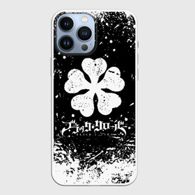 Чехол для iPhone 13 Pro Max с принтом Черный клевер лого в Тюмени,  |  | Тематика изображения на принте: asta | black bull | black clover | bull | clover | аста | бык | клевер | чёрный бык | чёрный клевер