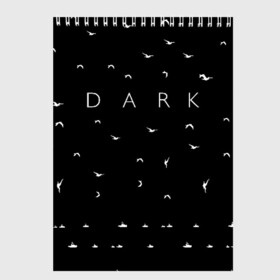 Скетчбук с принтом DARK - Birds (Тьма) в Тюмени, 100% бумага
 | 48 листов, плотность листов — 100 г/м2, плотность картонной обложки — 250 г/м2. Листы скреплены сверху удобной пружинной спиралью | 1921 | 1953 | 1986 | 2019 | 2052 | dark | future | jonas | logo | mikkel | mundus | no future | portal | sic | будущего | йонас | лого | логотип | миккель | надпись | нет | портал | сериал | сериалы | символ | тьма