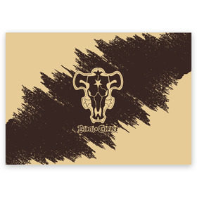 Поздравительная открытка с принтом ЧЁРНЫЙ КЛЕВЕР в Тюмени, 100% бумага | плотность бумаги 280 г/м2, матовая, на обратной стороне линовка и место для марки
 | asta | black bull | black clover | bull | clover | аста | бык | клевер | чёрный бык | чёрный клевер