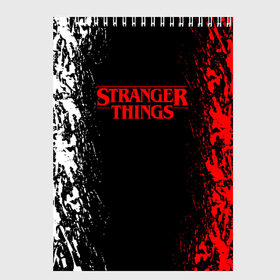 Скетчбук с принтом STRANGER THINGS в Тюмени, 100% бумага
 | 48 листов, плотность листов — 100 г/м2, плотность картонной обложки — 250 г/м2. Листы скреплены сверху удобной пружинной спиралью | stranger things | очень странные дела