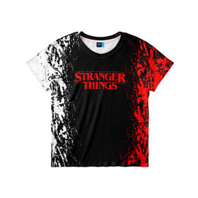 Детская футболка 3D с принтом STRANGER THINGS в Тюмени, 100% гипоаллергенный полиэфир | прямой крой, круглый вырез горловины, длина до линии бедер, чуть спущенное плечо, ткань немного тянется | stranger things | очень странные дела