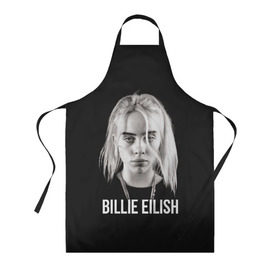 Фартук 3D с принтом BILLIE EILISH в Тюмени, 100% полиэстер | общий размер — 65 х 85 см, ширина нагрудника — 26 см, горловина — 53 см, длина завязок — 54 см, общий обхват в поясе — 173 см. Принт на завязках и на горловине наносится с двух сторон, на основной части фартука — только с внешней стороны | ayelish | bad guy | bellyache | bilie eilish | bilie elish | billie | billie eilish | eilish | electronic | elish | music | били айлиш | билли айлиш | эйлиш | элиш