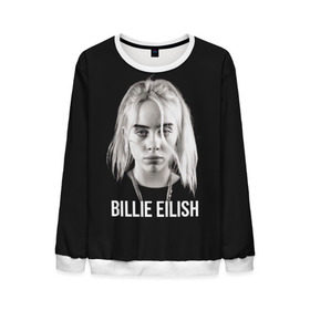 Мужской свитшот 3D с принтом BILLIE EILISH в Тюмени, 100% полиэстер с мягким внутренним слоем | круглый вырез горловины, мягкая резинка на манжетах и поясе, свободная посадка по фигуре | ayelish | bad guy | bellyache | bilie eilish | bilie elish | billie | billie eilish | eilish | electronic | elish | music | били айлиш | билли айлиш | эйлиш | элиш