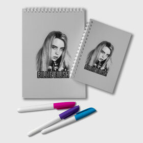 Блокнот с принтом BILLIE EILISH в Тюмени, 100% бумага | 48 листов, плотность листов — 60 г/м2, плотность картонной обложки — 250 г/м2. Листы скреплены удобной пружинной спиралью. Цвет линий — светло-серый
 | Тематика изображения на принте: ayelish | bad guy | bellyache | bilie eilish | bilie elish | billie | billie eilish | eilish | electronic | elish | music | били айлиш | билли айлиш | эйлиш | элиш