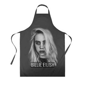 Фартук 3D с принтом BILLIE EILISH в Тюмени, 100% полиэстер | общий размер — 65 х 85 см, ширина нагрудника — 26 см, горловина — 53 см, длина завязок — 54 см, общий обхват в поясе — 173 см. Принт на завязках и на горловине наносится с двух сторон, на основной части фартука — только с внешней стороны | ayelish | bad guy | bellyache | bilie eilish | bilie elish | billie | billie eilish | eilish | electronic | elish | music | били айлиш | билли айлиш | эйлиш | элиш