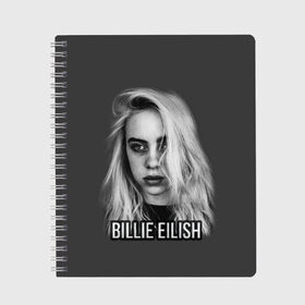 Тетрадь с принтом BILLIE EILISH в Тюмени, 100% бумага | 48 листов, плотность листов — 60 г/м2, плотность картонной обложки — 250 г/м2. Листы скреплены сбоку удобной пружинной спиралью. Уголки страниц и обложки скругленные. Цвет линий — светло-серый
 | ayelish | bad guy | bellyache | bilie eilish | bilie elish | billie | billie eilish | eilish | electronic | elish | music | били айлиш | билли айлиш | эйлиш | элиш